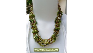 Mix Beading wrap Necklaces combain with Green Pearl and Shells